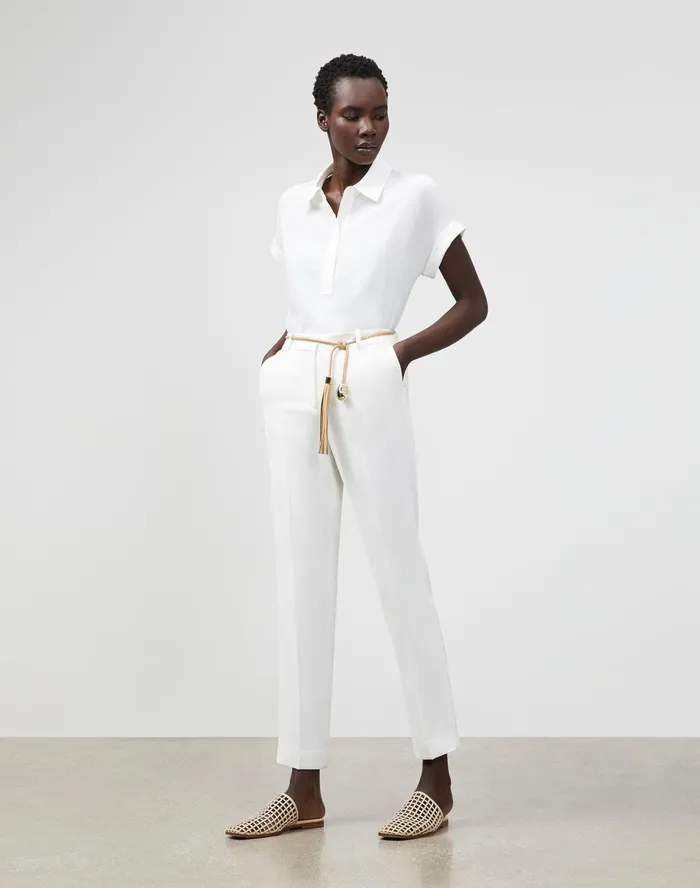 Women Lafayette 148 New York Blouses and Shirts Petite Mavis Blouse In Lightweight Sandwashed Silk Cloud