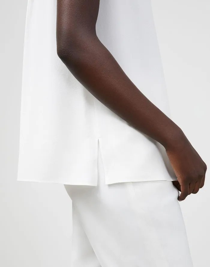 Women Lafayette 148 New York Blouses and Shirts Petite Mavis Blouse In Lightweight Sandwashed Silk Cloud