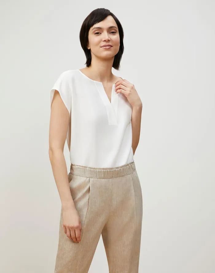 Women Lafayette 148 New York Blouses and Shirts PlusSize Aliana Blouse In Finesse Crepe Cloud Women Lafayette 148 New York Blouses and Shirts PlusSize Aliana Blouse In Finesse Crepe Cloud