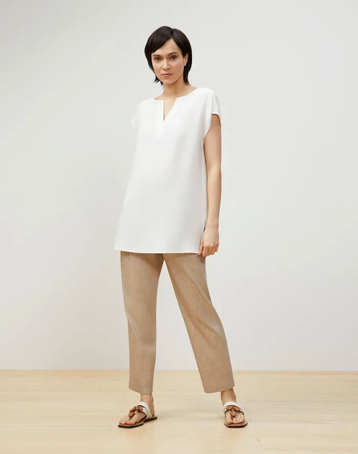 Women Lafayette 148 New York Blouses and Shirts PlusSize Aliana Blouse In Finesse Crepe Cloud