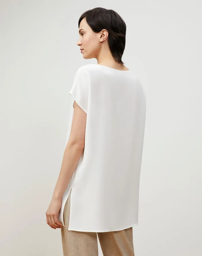 Women Lafayette 148 New York Blouses and Shirts PlusSize Aliana Blouse In Finesse Crepe Cloud