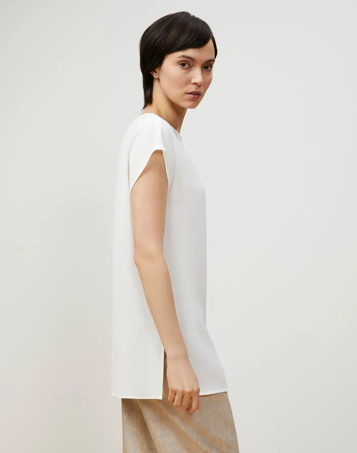 Women Lafayette 148 New York Blouses and Shirts PlusSize Aliana Blouse In Finesse Crepe Cloud