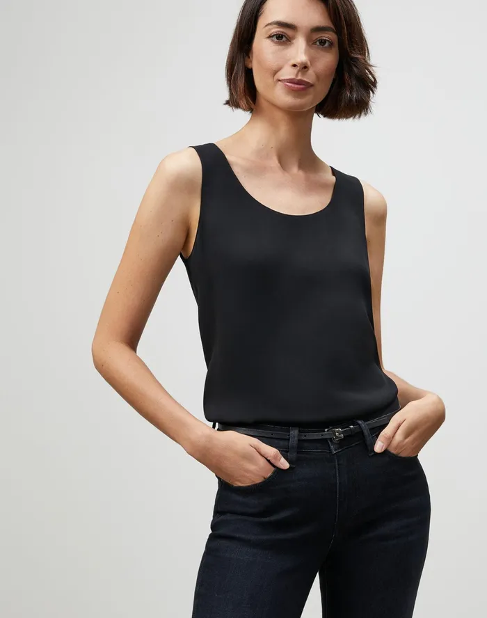Women Lafayette 148 New York Blouses and Shirts PlusSize Finnley Top In Silk Double Georgette Black2 Women Lafayette 148 New York Blouses and Shirts PlusSize Finnley Top In Silk Double Georgette Black2