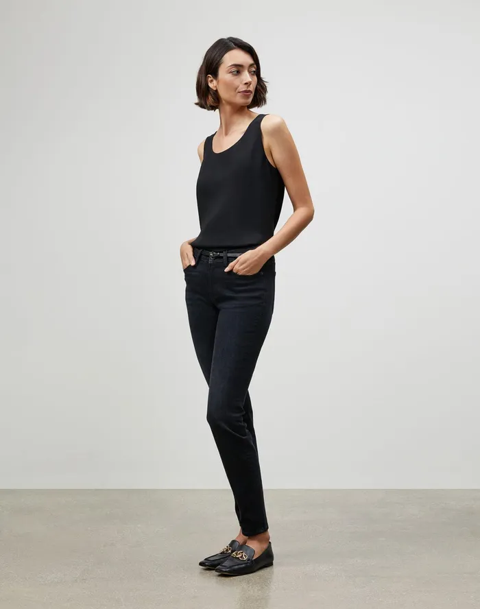 Women Lafayette 148 New York Blouses and Shirts PlusSize Finnley Top In Silk Double Georgette Black2