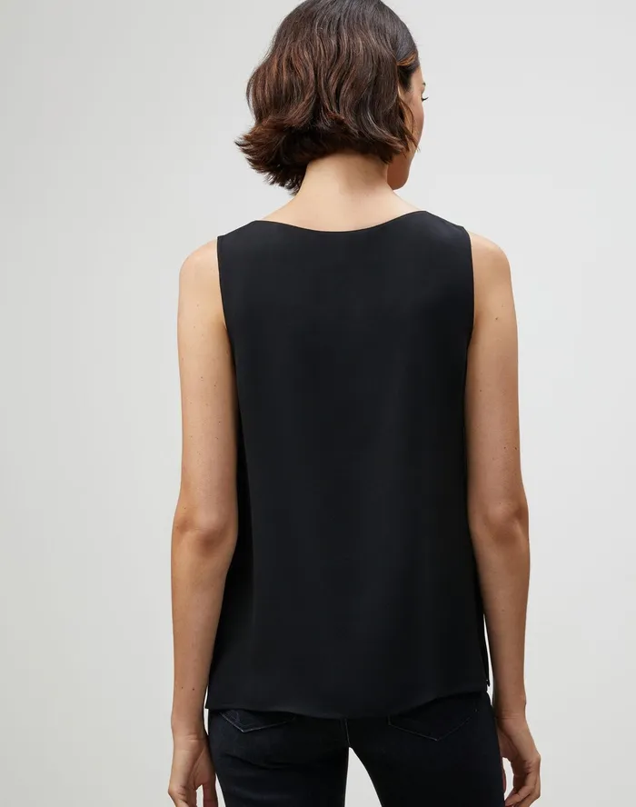 Women Lafayette 148 New York Blouses and Shirts PlusSize Finnley Top In Silk Double Georgette Black2
