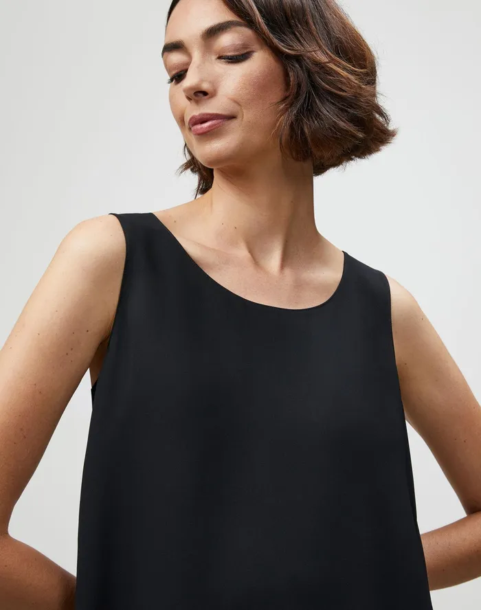 Women Lafayette 148 New York Blouses and Shirts PlusSize Finnley Top In Silk Double Georgette Black2
