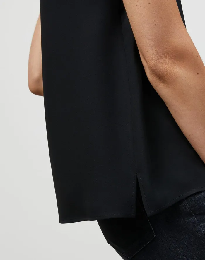 Women Lafayette 148 New York Blouses and Shirts PlusSize Finnley Top In Silk Double Georgette Black2