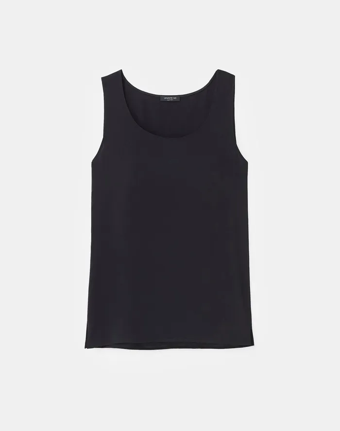 Women Lafayette 148 New York Blouses and Shirts PlusSize Finnley Top In Silk Double Georgette Black2