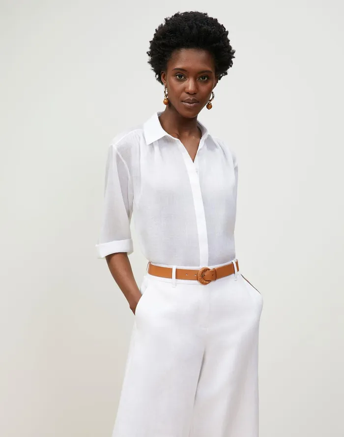 Women Lafayette 148 New York Blouses and Shirts PlusSize Nila Blouse In Gemma Cloth White Women Lafayette 148 New York Blouses and Shirts PlusSize Nila Blouse In Gemma Cloth White