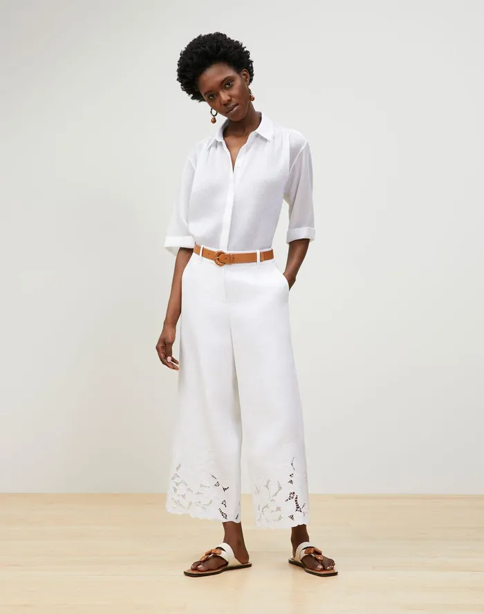 Women Lafayette 148 New York Blouses and Shirts PlusSize Nila Blouse In Gemma Cloth White