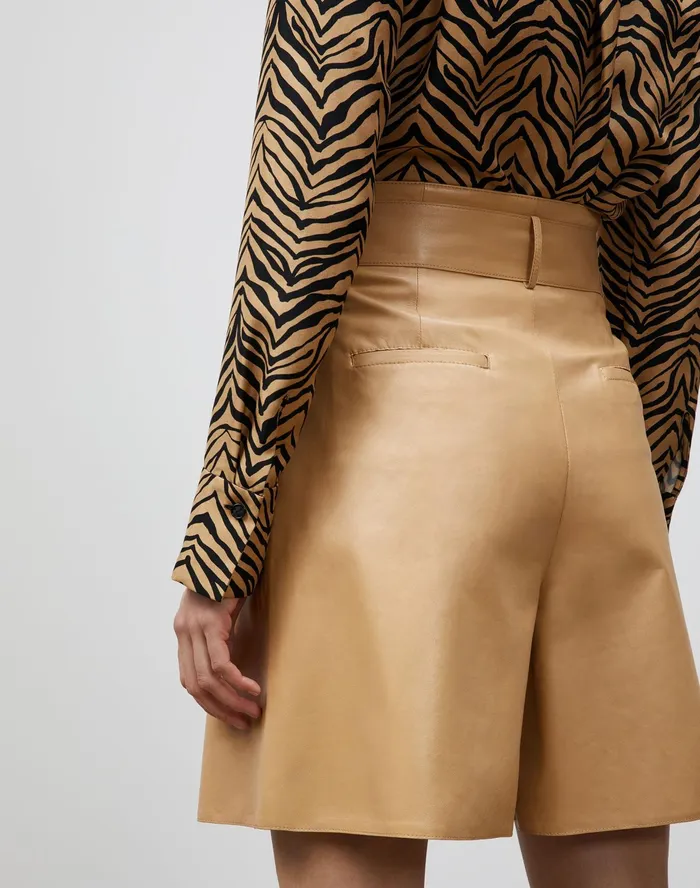 Women Lafayette 148 New York Blouses and Shirts PlusSize Scottie Blouse In Mini Zevron Print Shantung Honeynut Multi