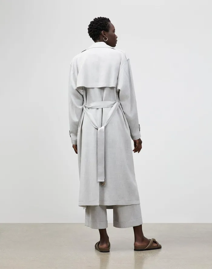 Women Lafayette 148 New York Coats Blake Trench Coat In Italian Tropical Weave Vapor Melange