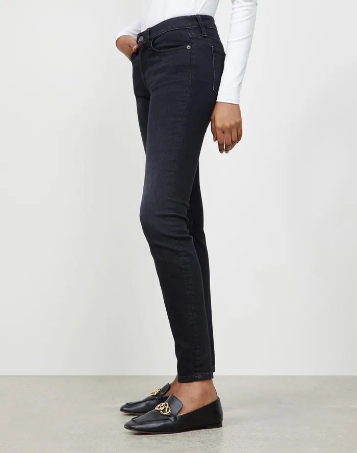 Women Lafayette 148 New York Denim L148 Authentic Denim Mercer Skinny Jean Washed Onyx