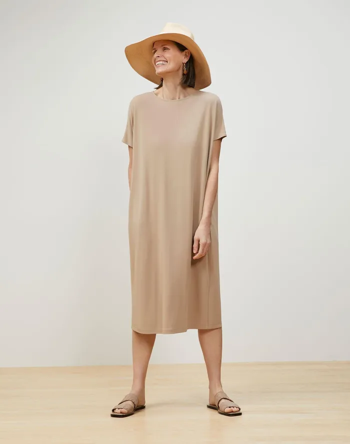Women Lafayette 148 New York Dresses Avery Dress In Midweight Matte Jersey Smoked Taupe Women Lafayette 148 New York Dresses Avery Dress In Midweight Matte Jersey Smoked Taupe
