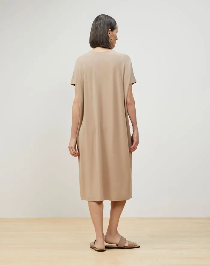 Women Lafayette 148 New York Dresses Avery Dress In Midweight Matte Jersey Smoked Taupe