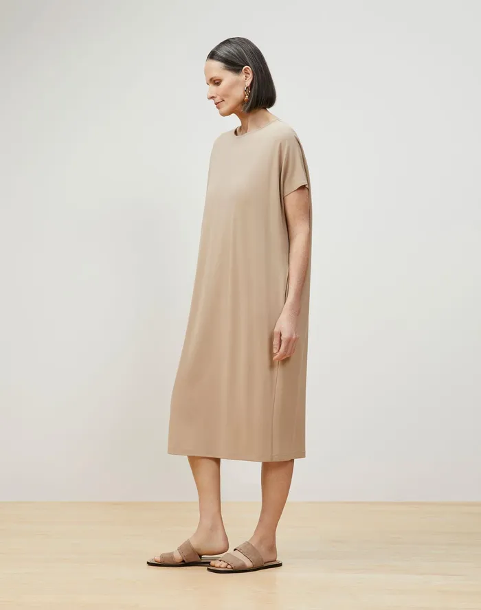 Women Lafayette 148 New York Dresses Avery Dress In Midweight Matte Jersey Smoked Taupe