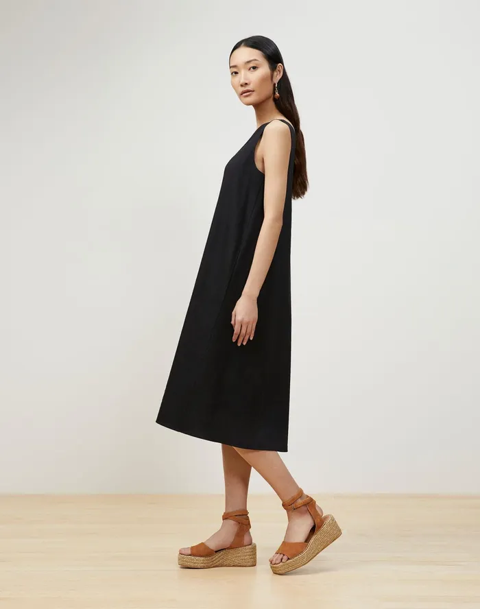 Women Lafayette 148 New York Dresses PlusSize Hartley Dress In Aria Linen Black