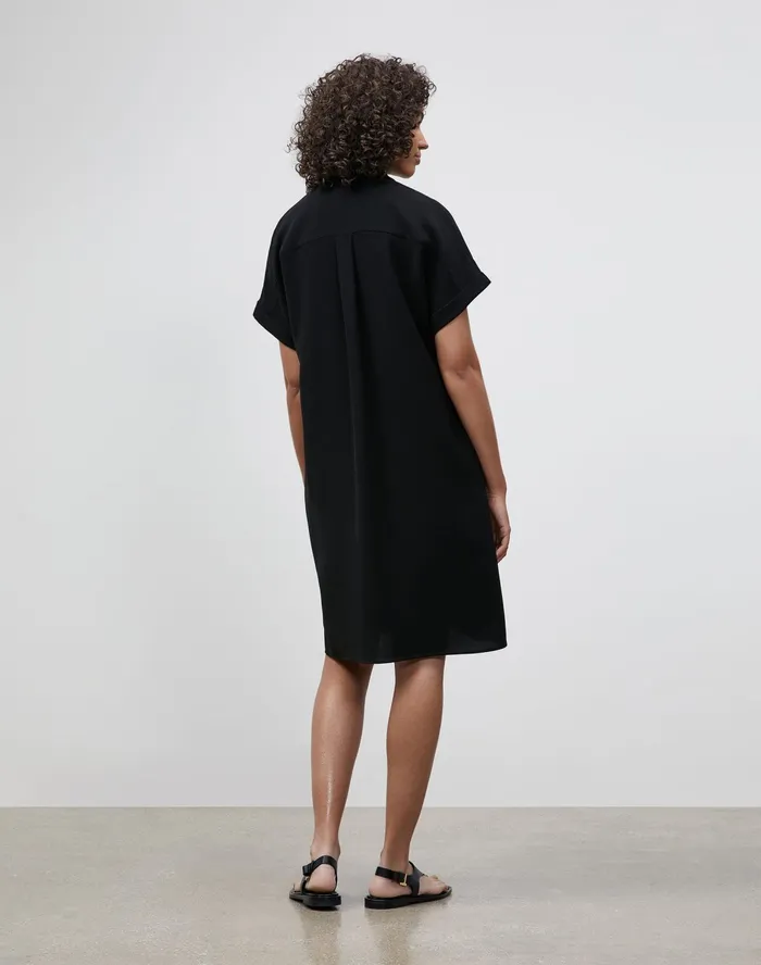 Women Lafayette 148 New York Dresses Sawyer Shirtdress In Finesse Crepe Black