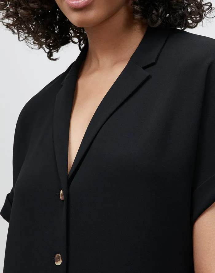 Women Lafayette 148 New York Dresses Sawyer Shirtdress In Finesse Crepe Black
