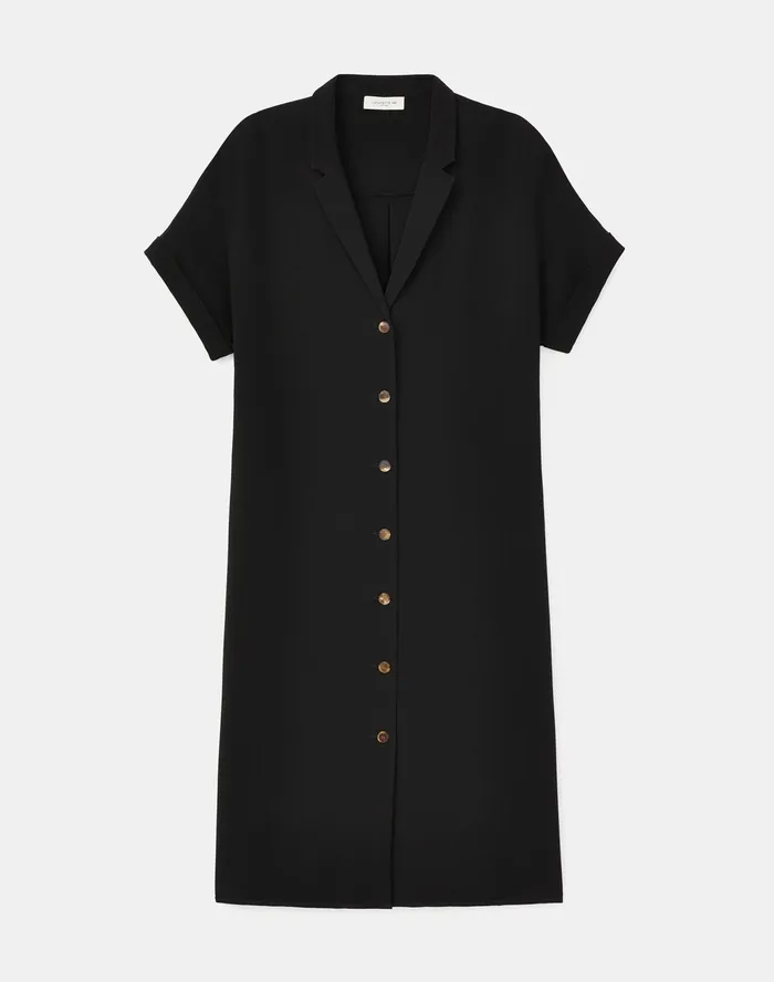 Women Lafayette 148 New York Dresses Sawyer Shirtdress In Finesse Crepe Black