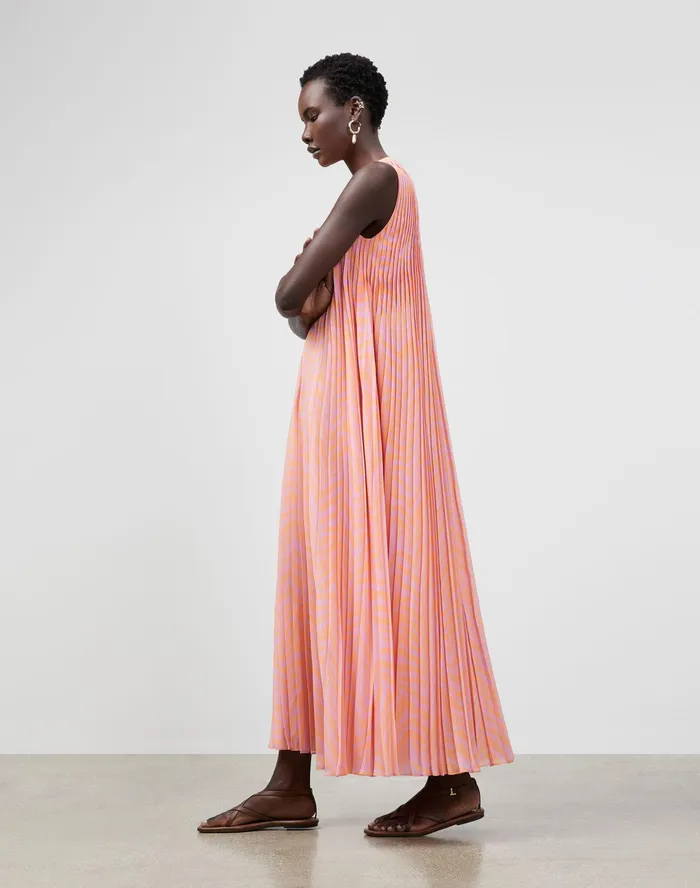 Women Lafayette 148 New York Dresses Willow Maxi Dress In Zevron Print Georgette Dahlia Multi