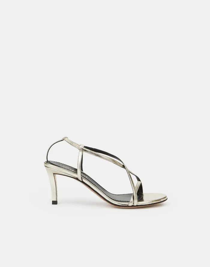 Women Lafayette 148 New York Heels Metallic Leather Macie Heel Silver
