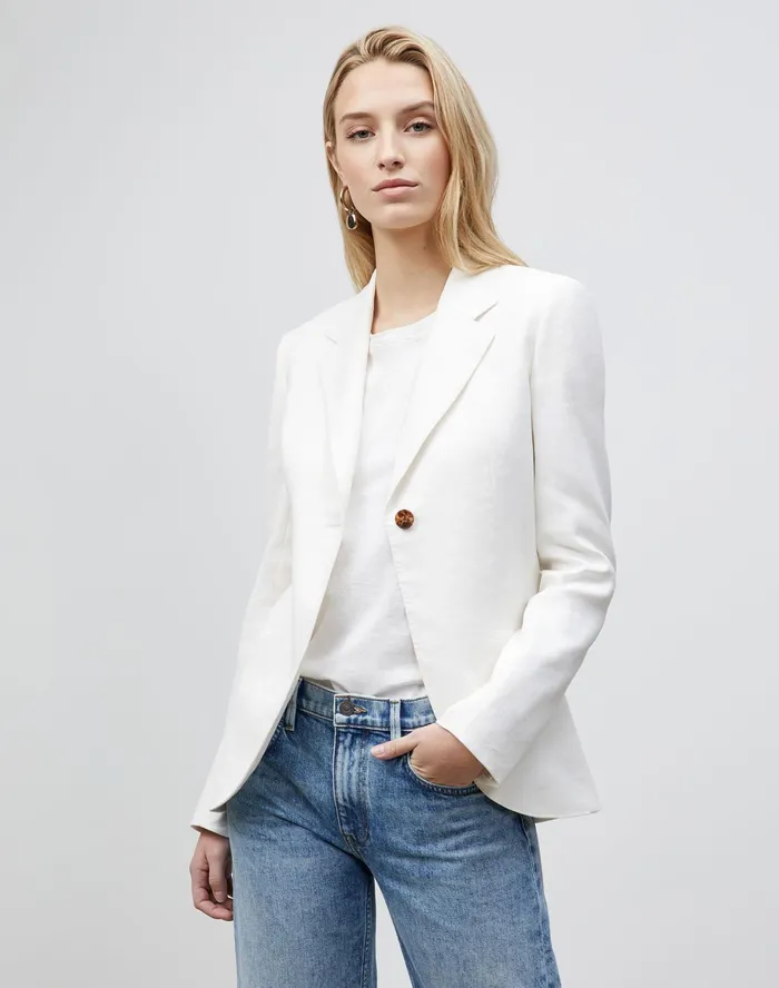 Women Lafayette 148 New York Jackets and Blazers Petite Fae Blazer In Granular Weave Cloud Women Lafayette 148 New York Jackets and Blazers Petite Fae Blazer In Granular Weave Cloud