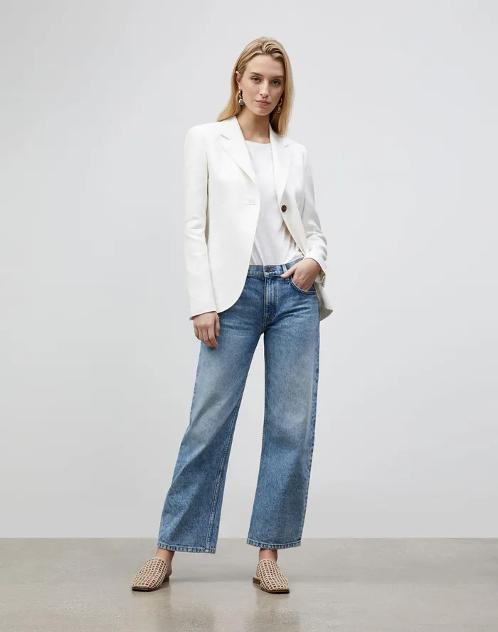 Women Lafayette 148 New York Jackets and Blazers Petite Fae Blazer In Granular Weave Cloud