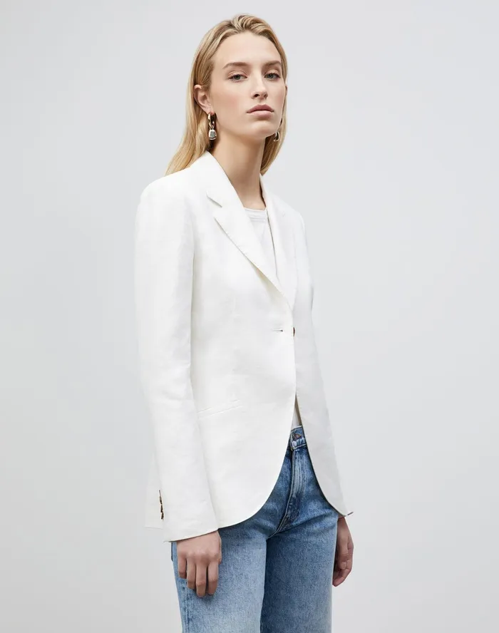 Women Lafayette 148 New York Jackets and Blazers Petite Fae Blazer In Granular Weave Cloud