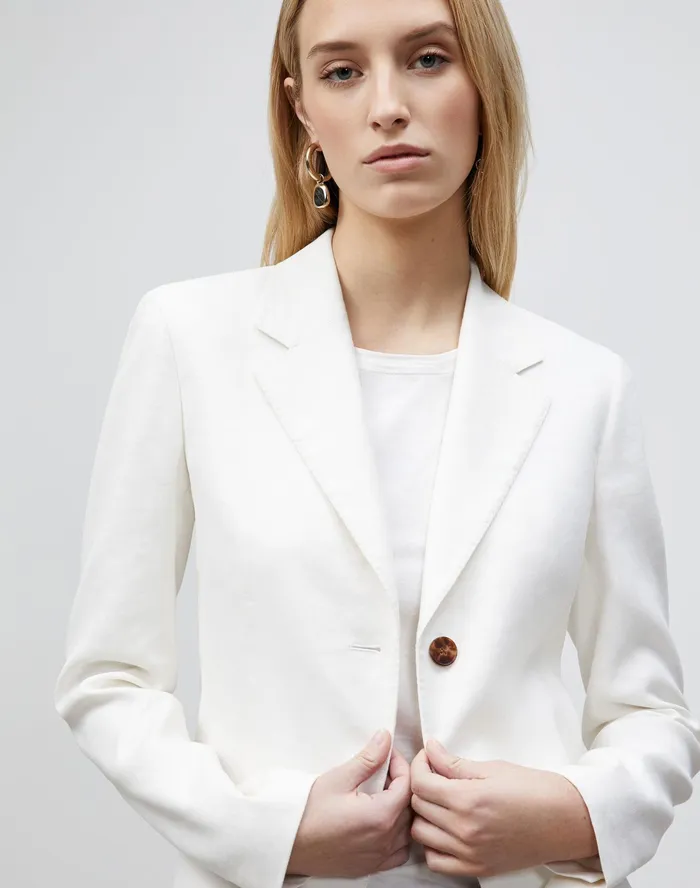 Women Lafayette 148 New York Jackets and Blazers Petite Fae Blazer In Granular Weave Cloud