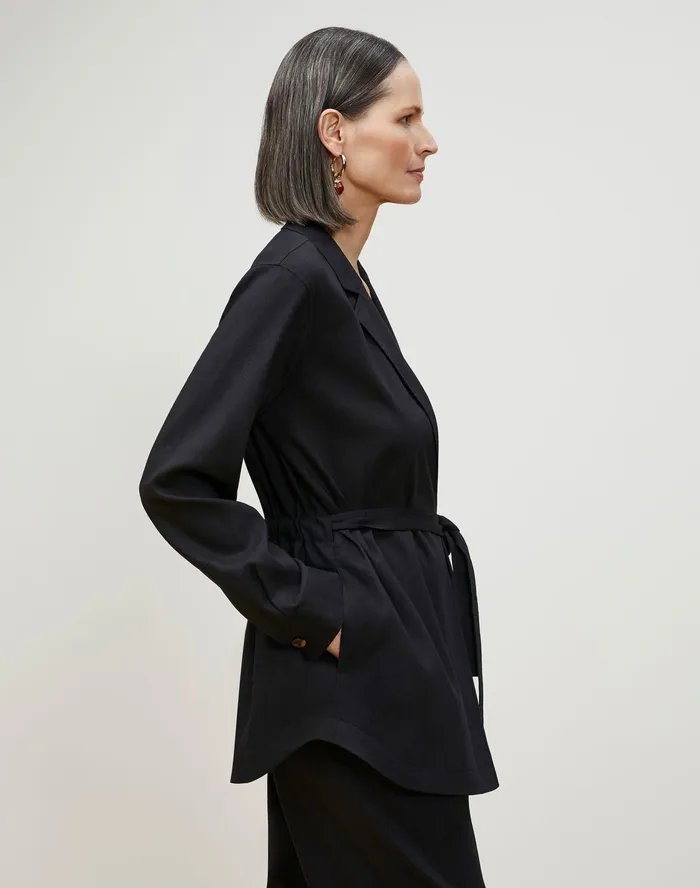 Women Lafayette 148 New York Jackets and Blazers PlusSize Lawson Jacket In Aria Linen Black