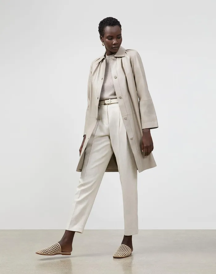 Women Lafayette 148 New York Leathers and Suedes Quentin Jacket In Lightweight Plonge Lambskin Smoked Taupe Women Lafayette 148 New York Leathers and Suedes Quentin Jacket In Lightweight Plonge Lambskin Smoked Taupe