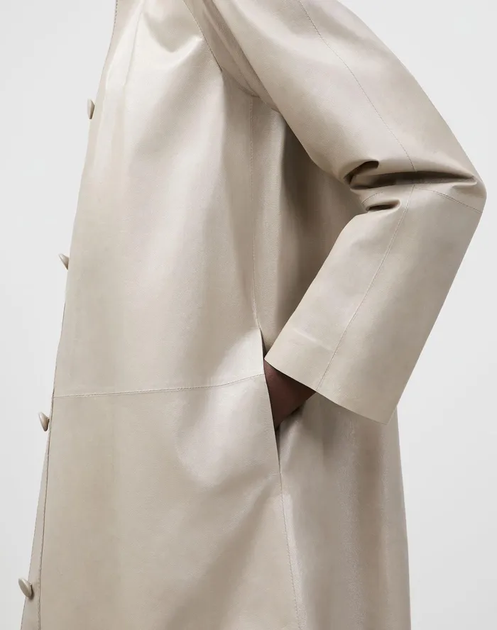 Women Lafayette 148 New York Leathers and Suedes Quentin Jacket In Lightweight Plonge Lambskin Smoked Taupe