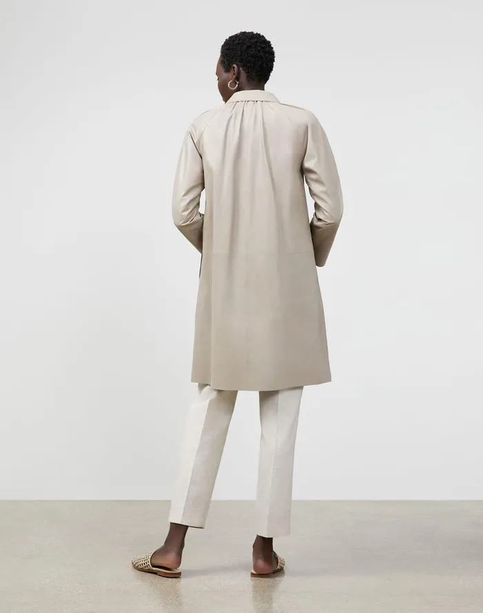 Women Lafayette 148 New York Leathers and Suedes Quentin Jacket In Lightweight Plonge Lambskin Smoked Taupe