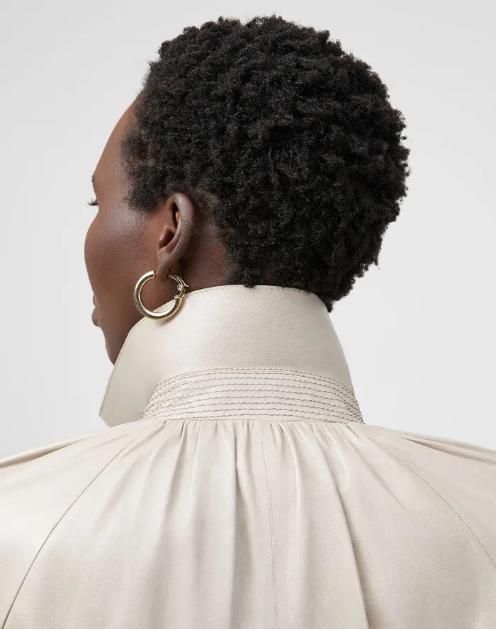 Women Lafayette 148 New York Leathers and Suedes Quentin Jacket In Lightweight Plonge Lambskin Smoked Taupe