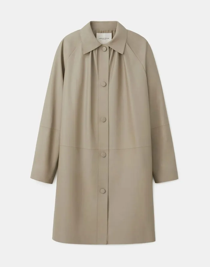 Women Lafayette 148 New York Leathers and Suedes Quentin Jacket In Lightweight Plonge Lambskin Smoked Taupe