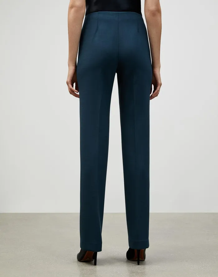 Women Lafayette 148 New York Pants and Shorts Luxe Italian Double Face Metropolitan Straight Leg Pant Mountain Blue