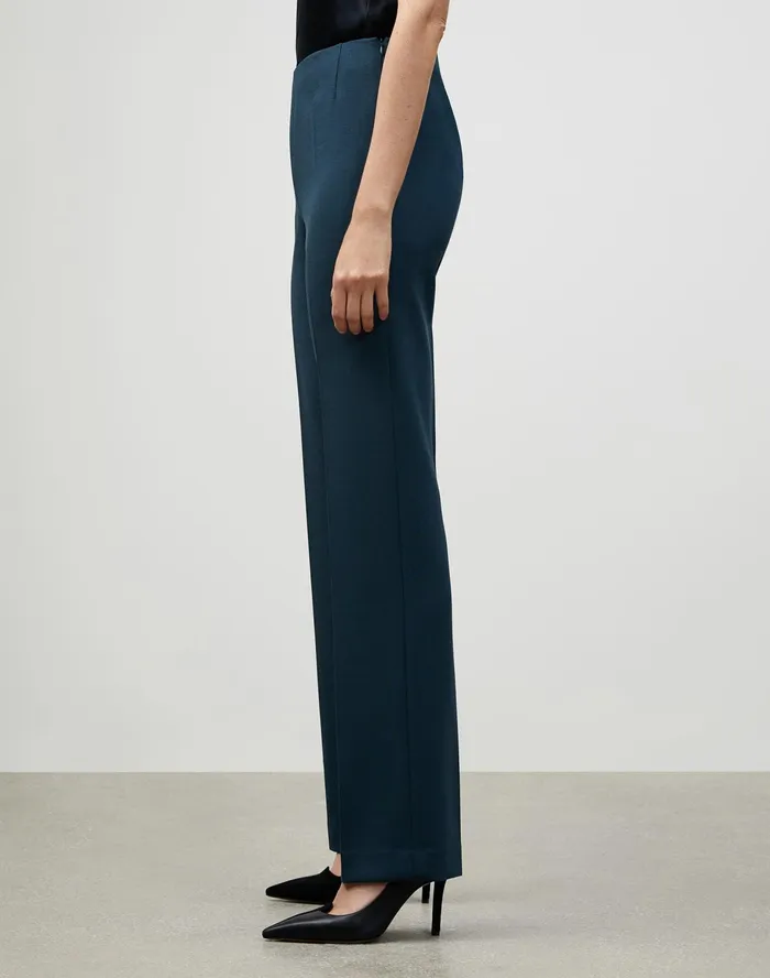 Women Lafayette 148 New York Pants and Shorts Luxe Italian Double Face Metropolitan Straight Leg Pant Mountain Blue