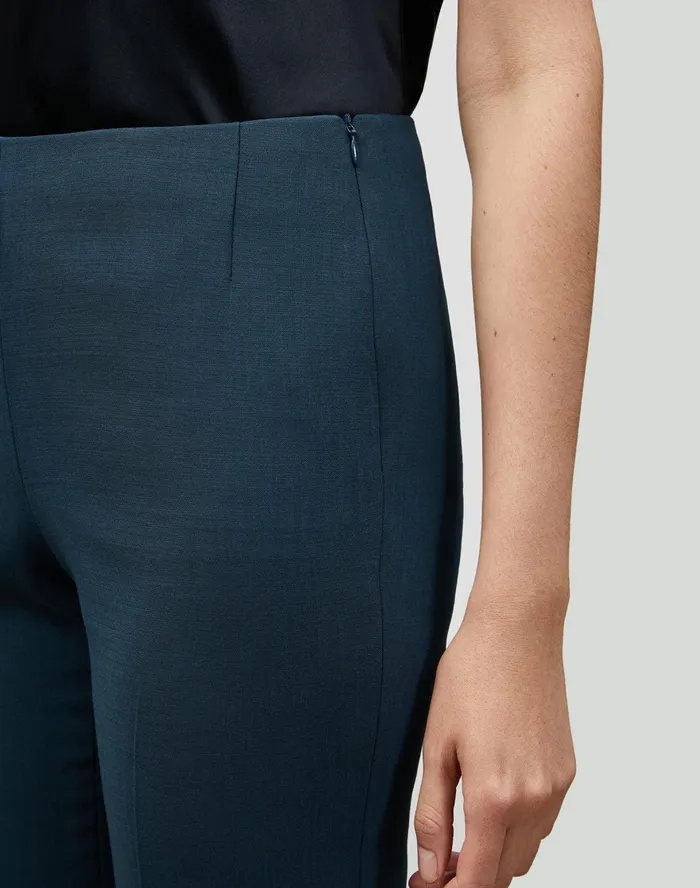 Women Lafayette 148 New York Pants and Shorts Luxe Italian Double Face Metropolitan Straight Leg Pant Mountain Blue
