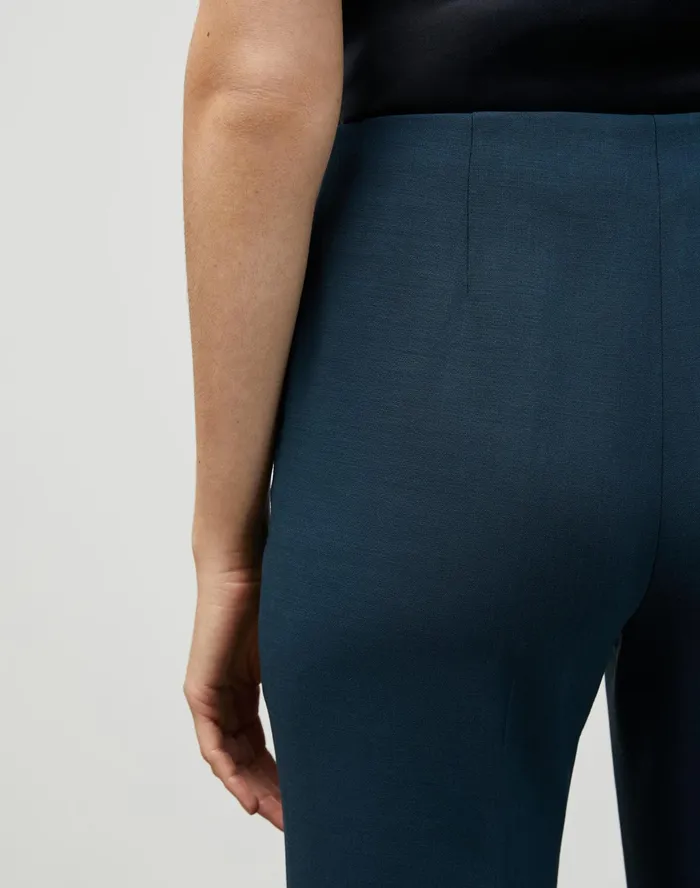 Women Lafayette 148 New York Pants and Shorts Luxe Italian Double Face Metropolitan Straight Leg Pant Mountain Blue