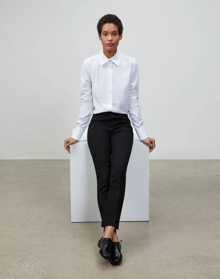 Women Lafayette 148 New York Pants and Shorts Petite Finesse Crepe Bleecker Pant Black