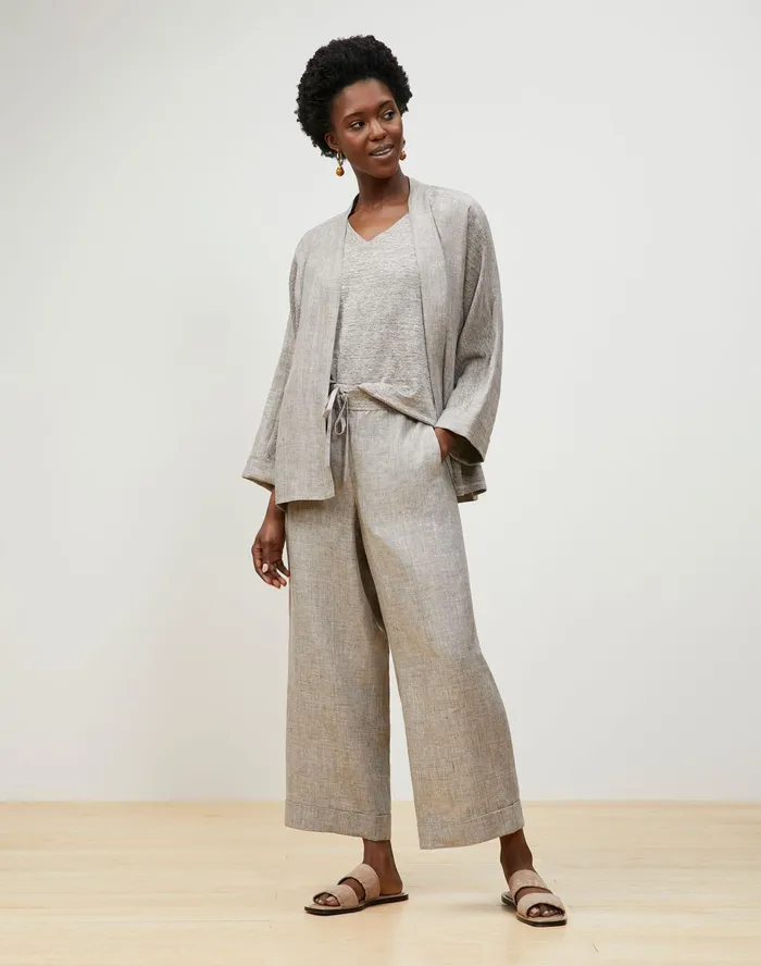 Women Lafayette 148 New York Pants and Shorts PlusSize Riverside Cropped Pant In Italian Kindlinen Mlange Driftwood Melange