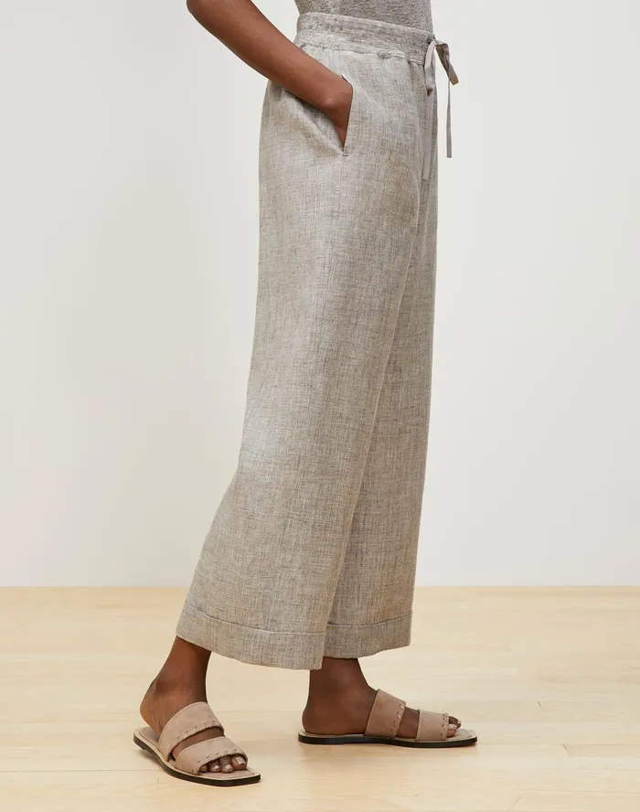 Women Lafayette 148 New York Pants and Shorts PlusSize Riverside Cropped Pant In Italian Kindlinen Mlange Driftwood Melange