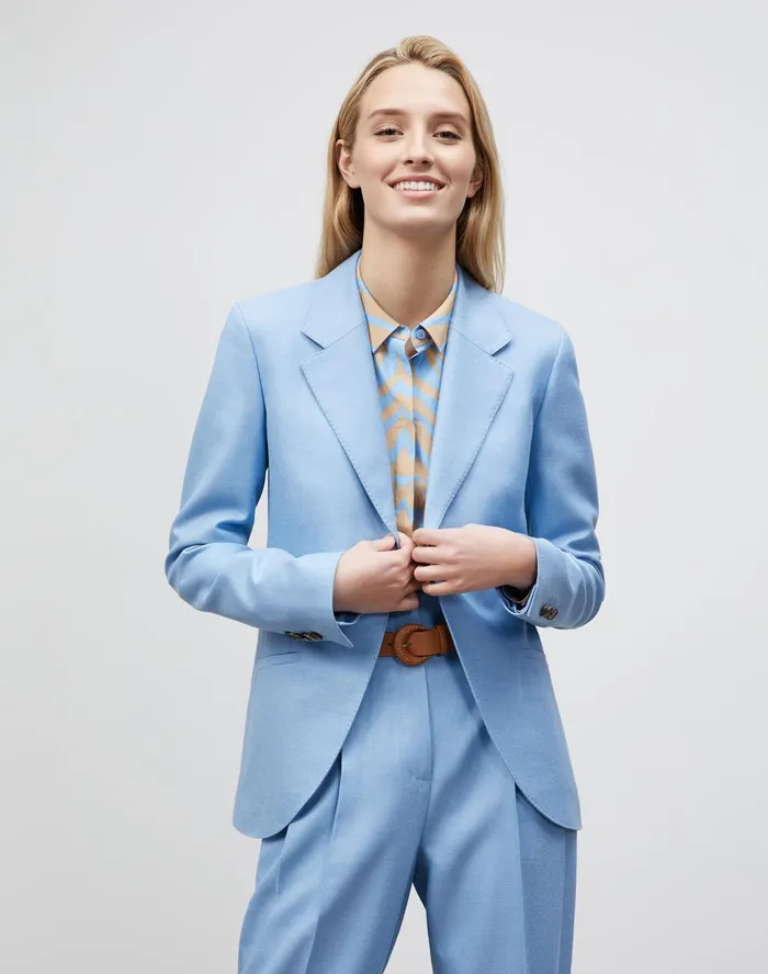 Women Lafayette 148 New York Suits Fae Blazer In Studio Weave Coastal Blue