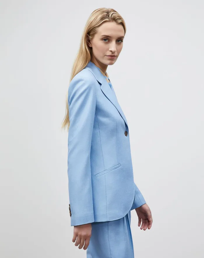 Women Lafayette 148 New York Suits Fae Blazer In Studio Weave Coastal Blue