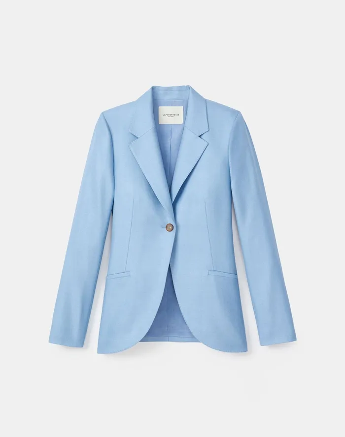 Women Lafayette 148 New York Suits Fae Blazer In Studio Weave Coastal Blue