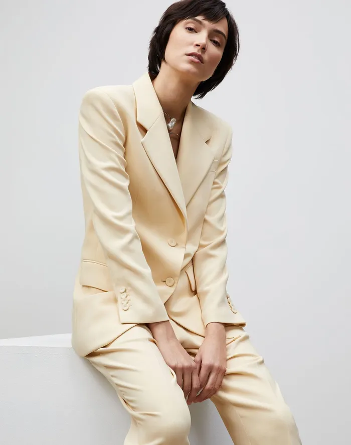Women Lafayette 148 New York Suits Holden Blazer In Surrealist Double Face Wool Buttermilk Women Lafayette 148 New York Suits Holden Blazer In Surrealist Double Face Wool Buttermilk
