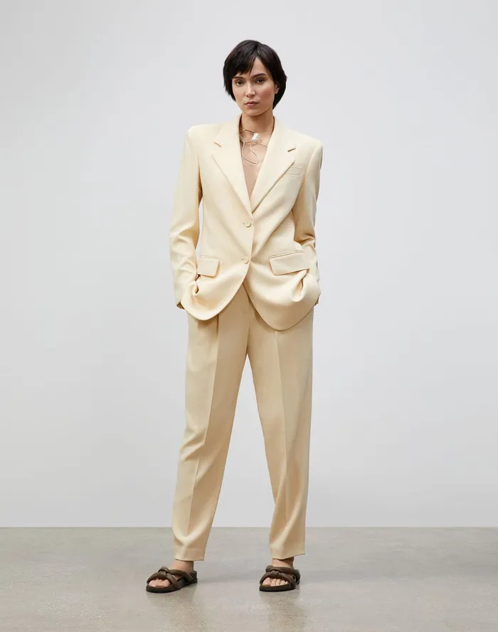 Women Lafayette 148 New York Suits Holden Blazer In Surrealist Double Face Wool Buttermilk