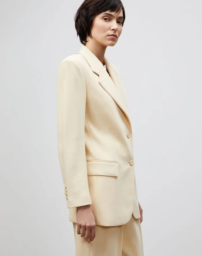 Women Lafayette 148 New York Suits Holden Blazer In Surrealist Double Face Wool Buttermilk