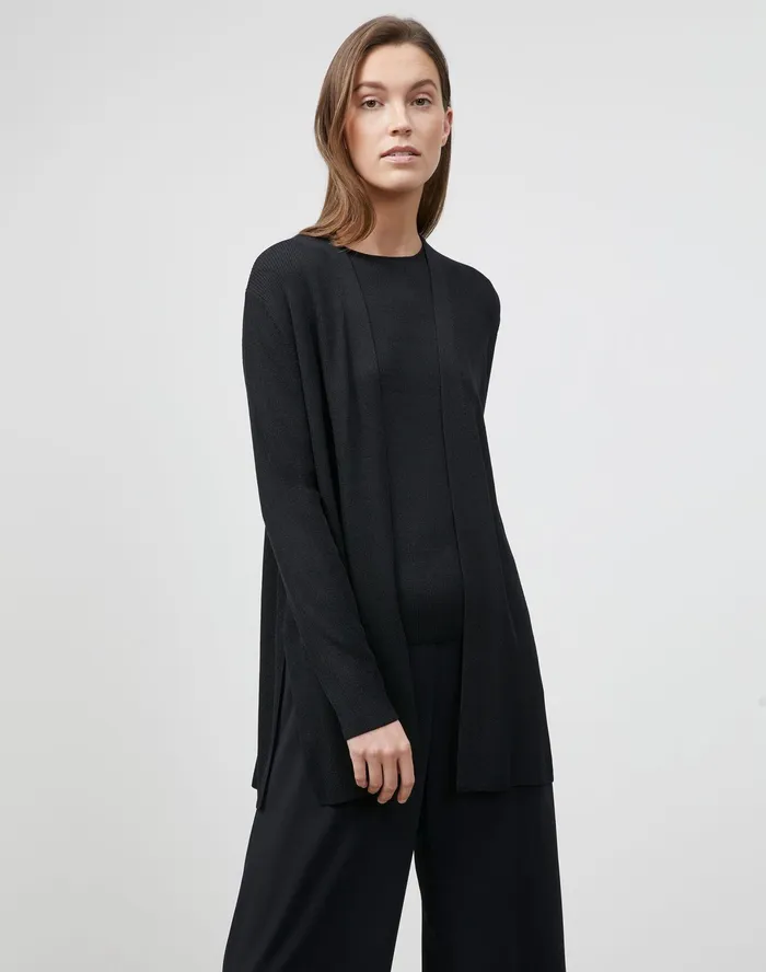 Women Lafayette 148 New York Sweaters PlusSize Finespun Voile Belted Rib Cardigan Black Women Lafayette 148 New York Sweaters PlusSize Finespun Voile Belted Rib Cardigan Black